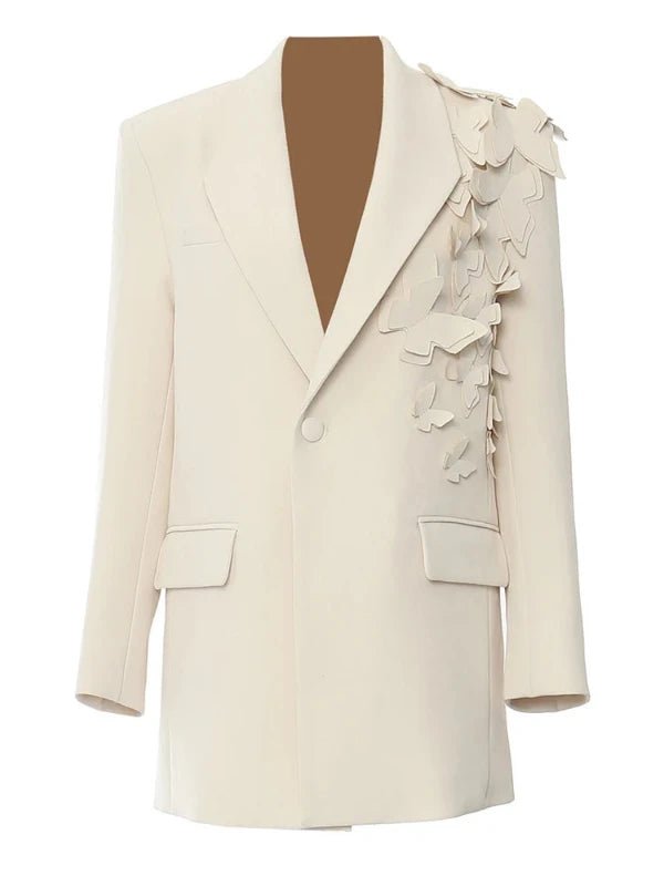 Apricot Notched Collar Butterfly Oversized Suit Blazer - SHExFAB