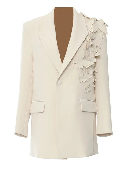 Apricot Notched Collar Butterfly Oversized Suit Blazer - SHExFAB