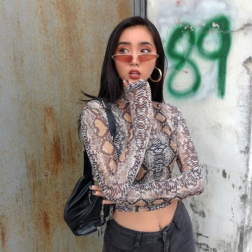 Baddie Green Snake Print Crop Top - SHExFAB