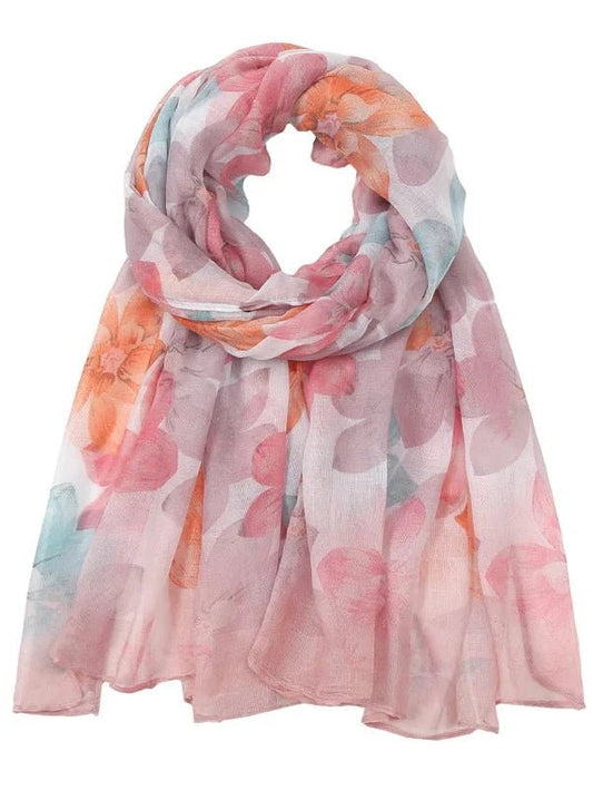 Beautiful Cotton Linen Lightweight Floral Wrap Scarf - SHExFAB