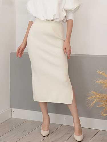 Beige High Waist Straight Midi Skirt - SHExFAB