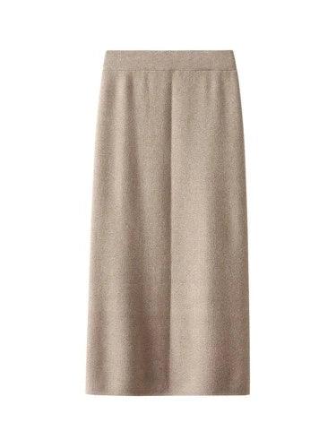 Beige High Waist Straight Midi Skirt - SHExFAB