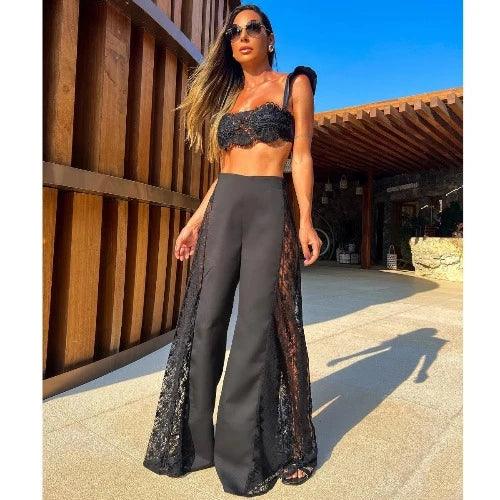 Bikini Top with Cover Up Pants 3 Piece Bikini Set - SHExFAB