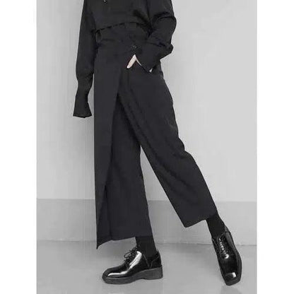 Black Brief Pleated Long Trousers - SHExFAB