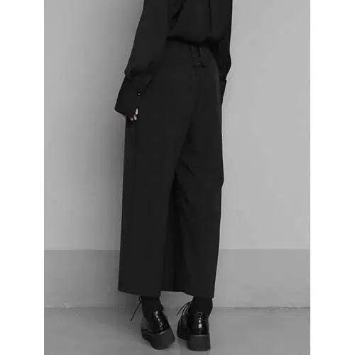 Black Brief Pleated Long Trousers - SHExFAB