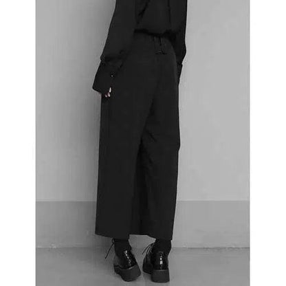 Black Brief Pleated Long Trousers - SHExFAB