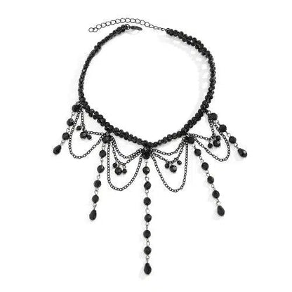 Black Crystal Water Drop Choker Necklace - SHExFAB