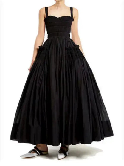 Square Collar Backless Maxi A-Line Evening Party Dress