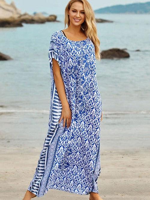 Blue Beach Kaftan Cover - Up - SHExFAB