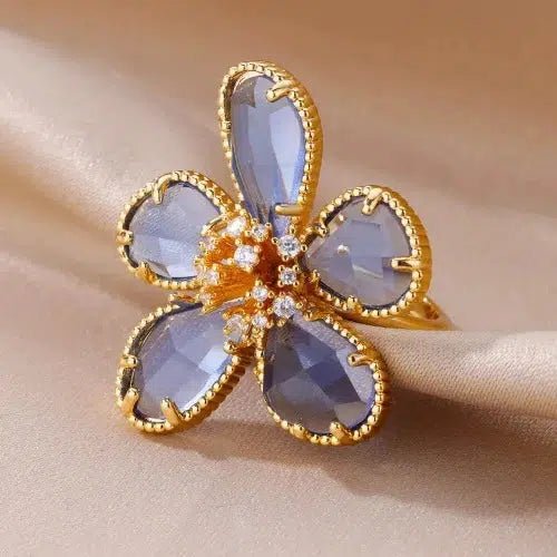 Blue Zircon Flower Ring - SHExFAB