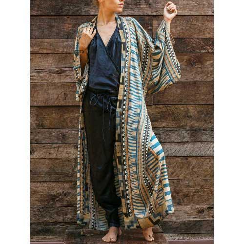 Bohemian Geometric Pattern Long Robe - SHExFAB