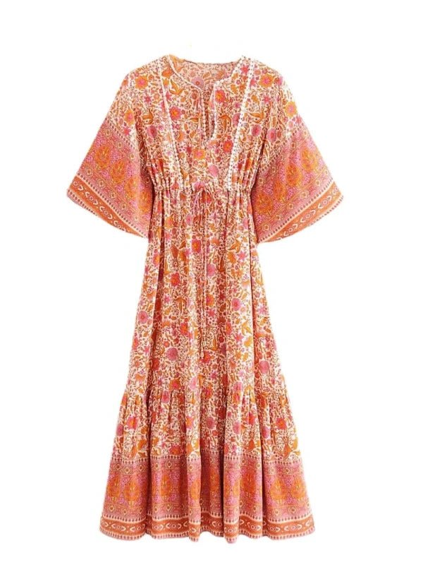 Bohemian Long Summer Floral Ruffle Dress - SHExFAB