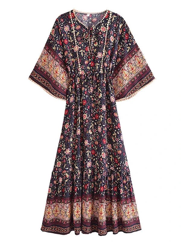 Bohemian Long Summer Floral Ruffle Dress - SHExFAB