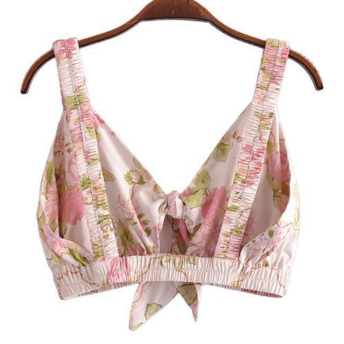 Bow Tide Pink Cami with Floral Skirt Set - SHExFAB