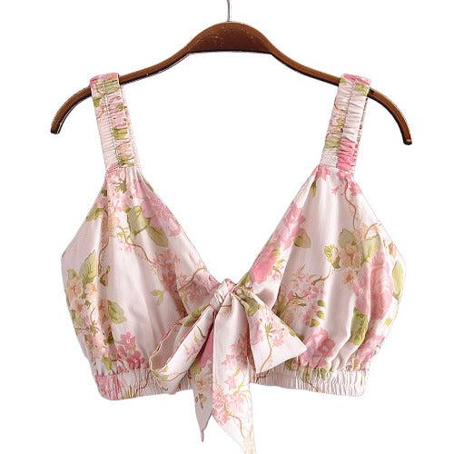 Bow Tide Pink Cami with Floral Skirt Set - SHExFAB