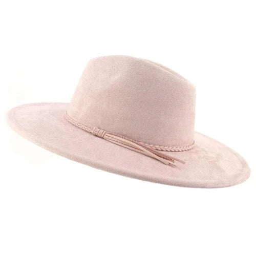 Braid Tassel Suede Wide Brim Fedora Jazz Hat - SHExFAB