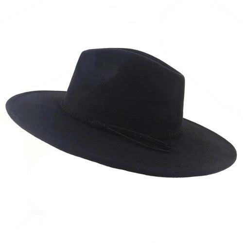 Braid Tassel Suede Wide Brim Fedora Jazz Hat - SHExFAB