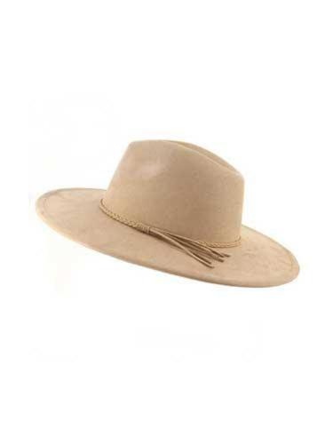 Braid Tassel Suede Wide Brim Fedora Jazz Hat - SHExFAB