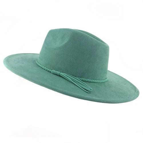 Braid Tassel Suede Wide Brim Fedora Jazz Hat - SHExFAB