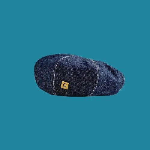 C - Letter Washed Denim Beret - SHExFAB