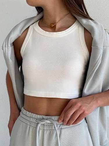 Casual Knit Crop Tank Top - SHExFAB