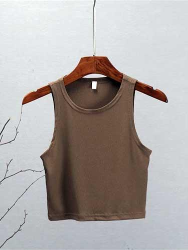 Casual Knit Crop Tank Top - SHExFAB