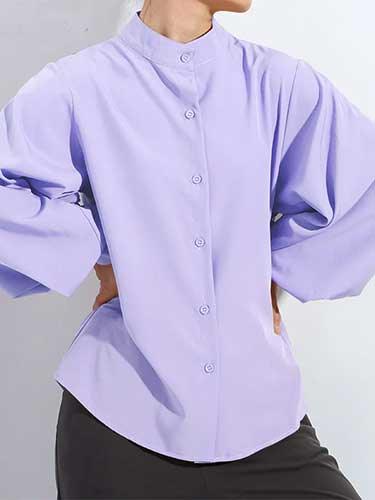 Chiffon Long Lantern Sleeve Dress Shirt - SHExFAB