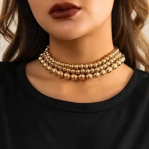 Chunky Bead Three - Layered Necklace - SHExFAB