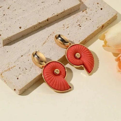 Coral Gold Drop Fashion Earrings - SHExFAB