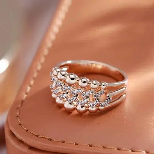 Cubic Zirconia Chain Cocktail Ring - SHExFAB