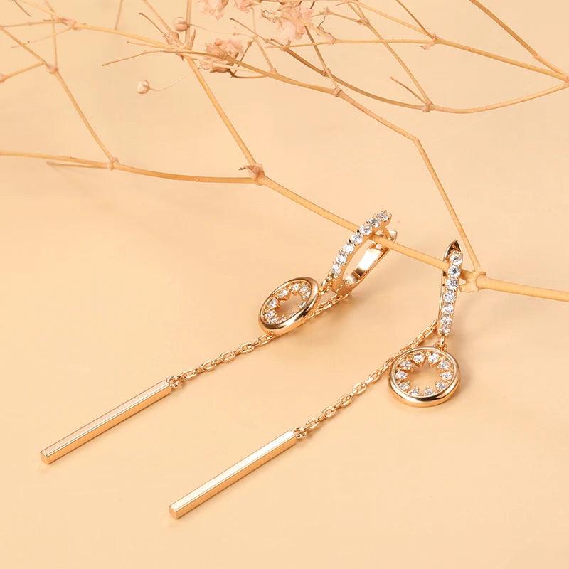 Cubic Zirconia Charm Long Tassel Dangle Earrings - SHExFAB