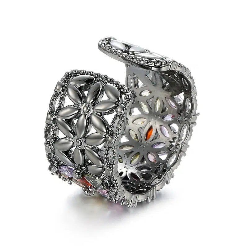 Cubic Zirconia Flower Fashion Ring - SHExFAB