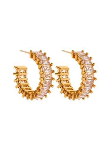 Cubic Zirconia Hoop Trendy Earrings - SHExFAB