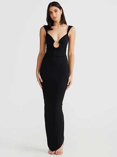 Cut Out Backless Long Bodycon Evening Party Dress - SHExFAB