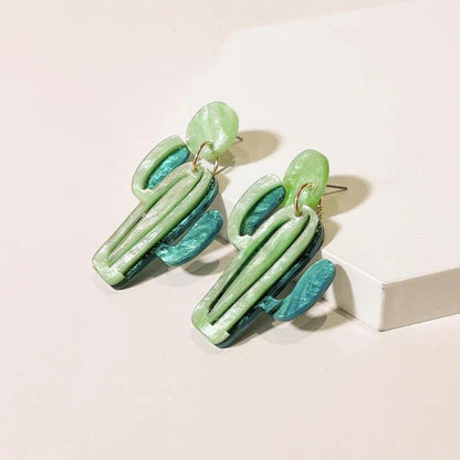 Cute Acrylic Cactus Dangle Earrings - SHExFAB