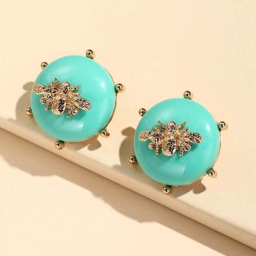 Cute Bee Round Stud Earrings - SHExFAB