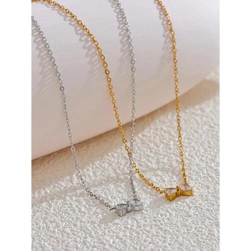 Cute Bling Cubic Zirconia Bowknot Necklace - SHExFAB