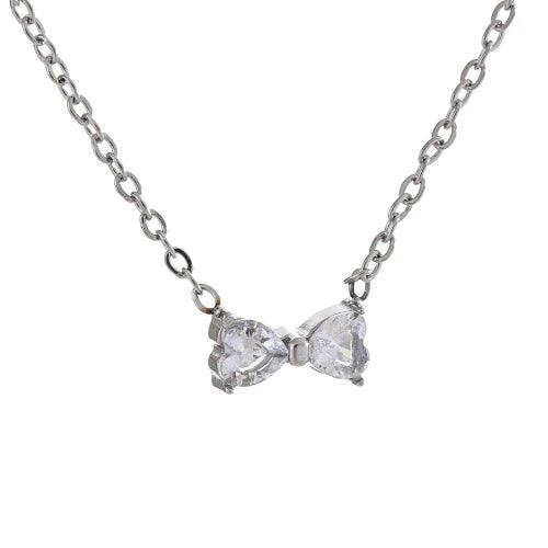 Cute Bling Cubic Zirconia Bowknot Necklace - SHExFAB