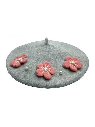 Cute Pearl Flower Wool Painter Hat - SHExFAB