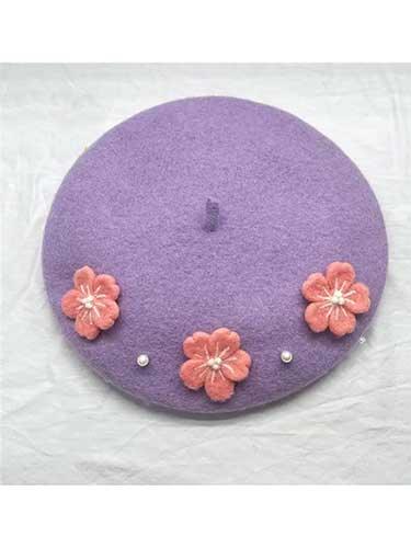 Cute Pearl Flower Wool Painter Hat - SHExFAB