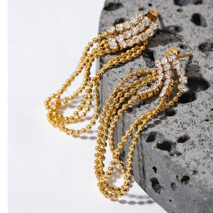 CZ Ball Chain Fashion Earrings - SHExFAB