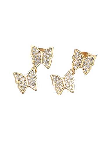 CZ Crystal Butterfly Dangle Earrings - SHExFAB