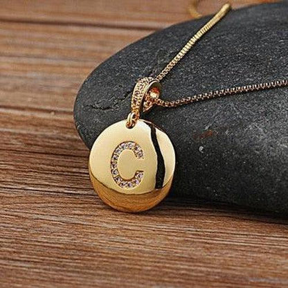 CZ Initial Letter Pendant Necklace - SHExFAB