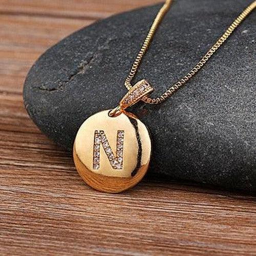 CZ Initial Letter Pendant Necklace - SHExFAB