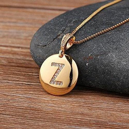 CZ Initial Letter Pendant Necklace - SHExFAB