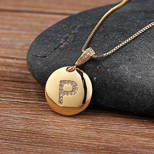 CZ Initial Letter Pendant Necklace - SHExFAB