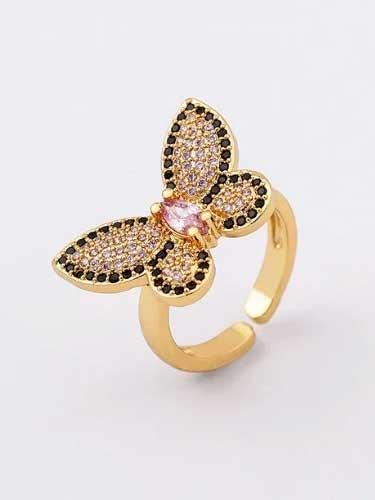 CZ Rhinestone Butterfly Open Ring - SHExFAB