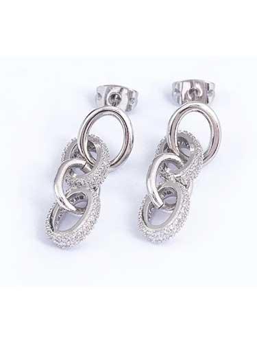 CZ Rhinestone Dangle Chain Earrings - SHExFAB