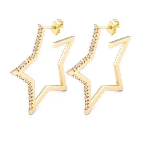 CZ Star Hoop Earrings - SHExFAB