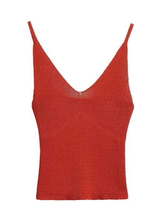 Deep V - Neck Slim Fit Knit Summer Tank - SHExFAB